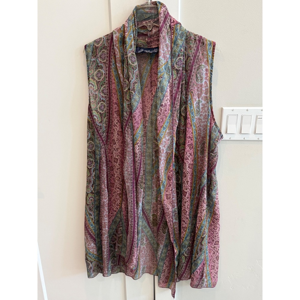 Susan Graver Multi-Color Paisley Sleeveless Vest